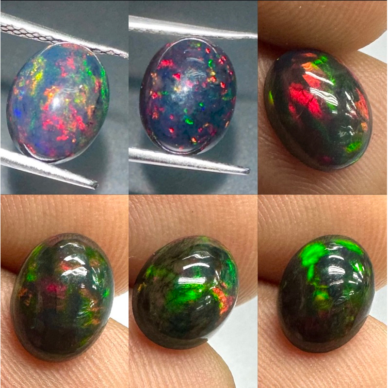 Đá tự nhiên opal đen Ethiopia hình bầu dục 1 đá quý