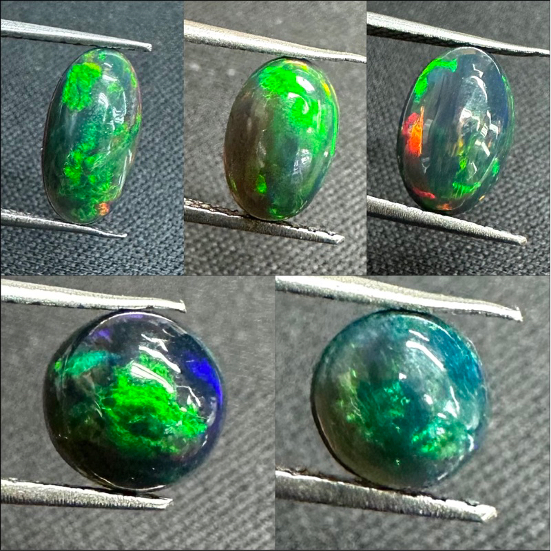 Đá tự nhiên opal đen Ethiopia hình bầu dục 1 đá quý