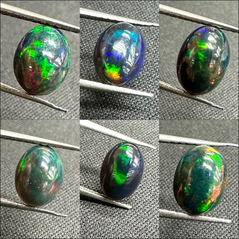 Đá tự nhiên opal đen Ethiopia hình bầu dục 1 đá quý