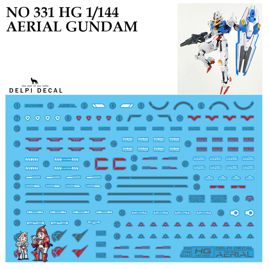 Decal Nước [DELPI] 331 HG 1 / 144 AERIAL GUNDAM Slide 331N 331H