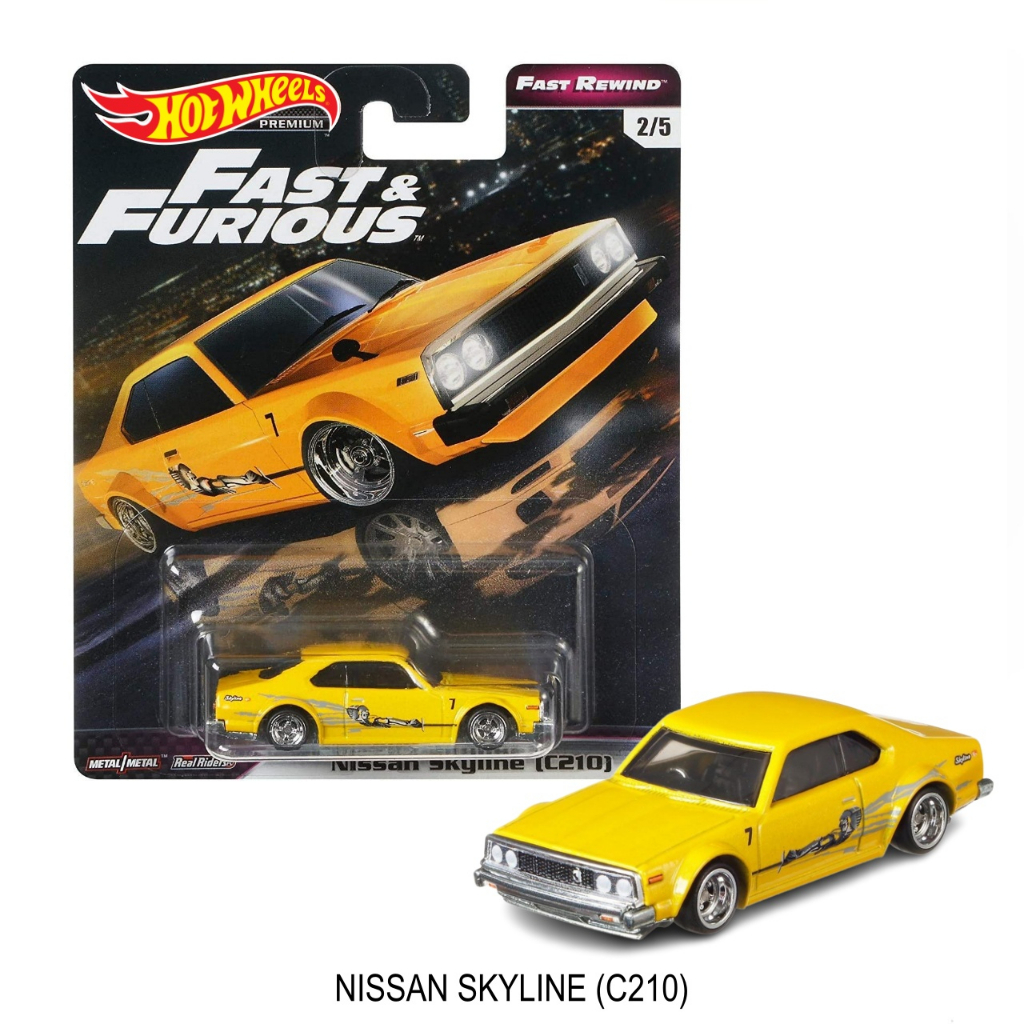 NISSAN SKYLINE (C210) HOT WHEELS FAST & FURIOUS REWIND Metal Car Model Set Hotwheels Cao su cao cấp