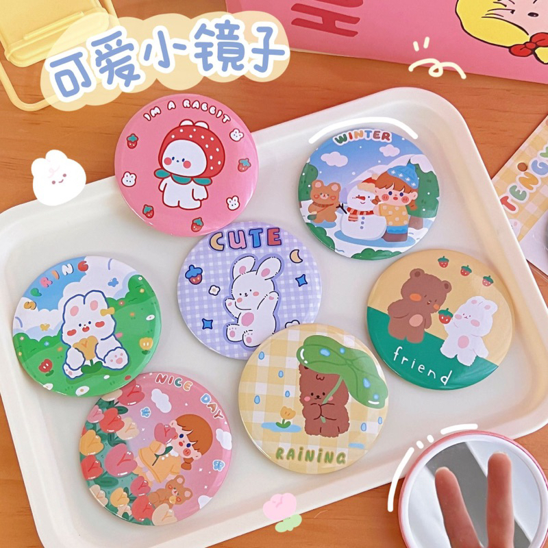 ✅1PC Gương Cầm Tay COD, Dễ Sử Dụng, Dễ Sử Dụng, Nhẹ, Dễ Mang Theo, Hoa Văn Dễ Thương Và Tươi Sáng. Gương Cầm Tay