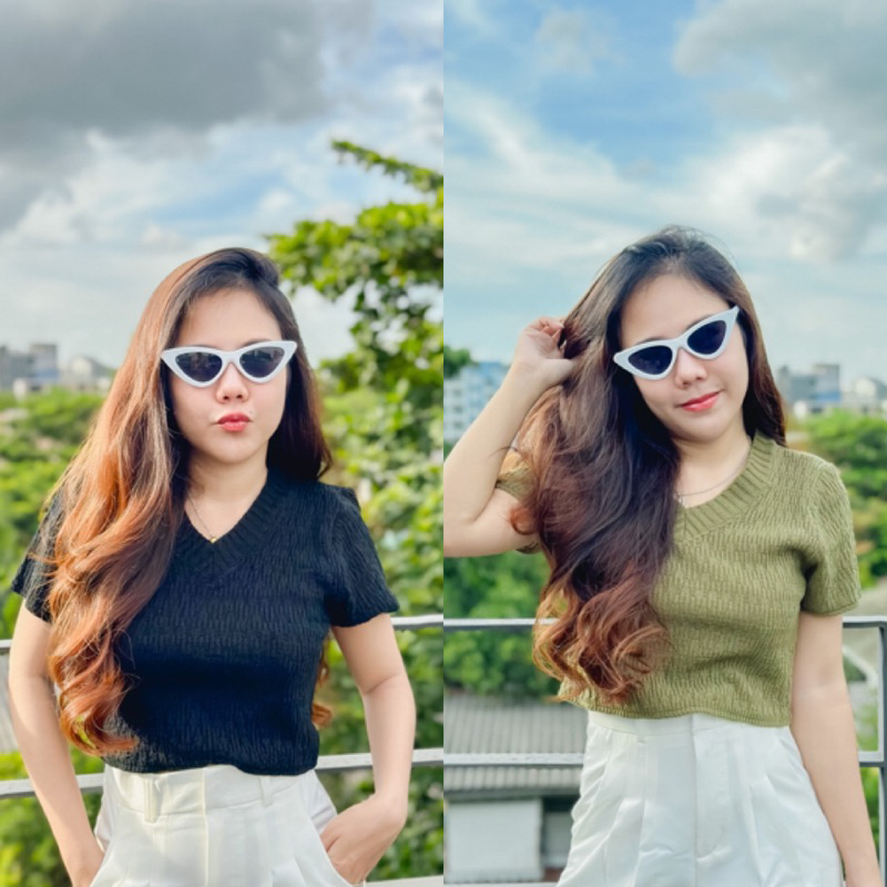 Áo Crop Top cổ chữ V lụa LO V CROPTOP