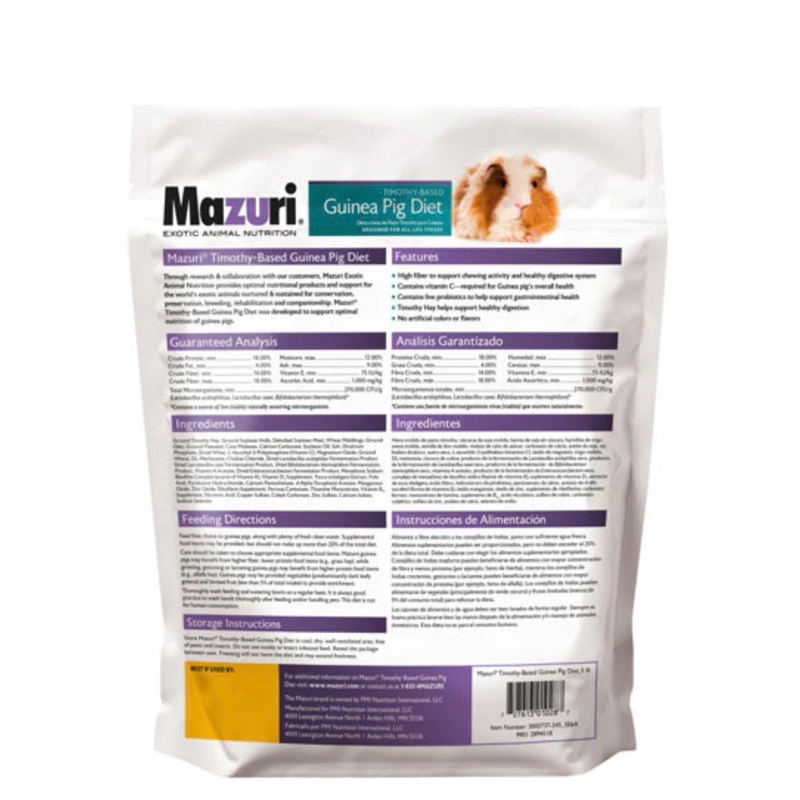 MAZURI GUINEA PIG DIET 🐶 FREE SHIP 🐶 Nén cho bọ ú 2.25kg Nhập khẩu USA