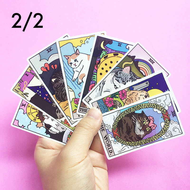 [2 / 2] Miếng Dán Chết Chống Thấm Nước Họa Tiết Thẻ Tarot Mèo Có Nhiều Ace of Cups. | Vua cây đũa ph