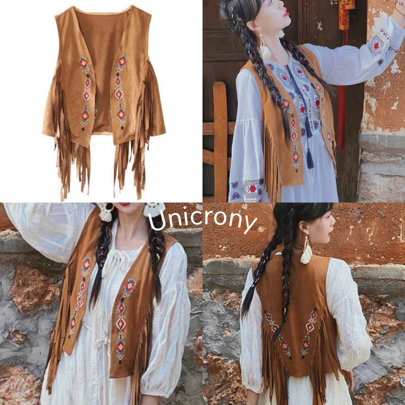 Đặt hàng ngay Bohemian Da lộn Vest Chic Hippie Style quạ bé gái Matanda