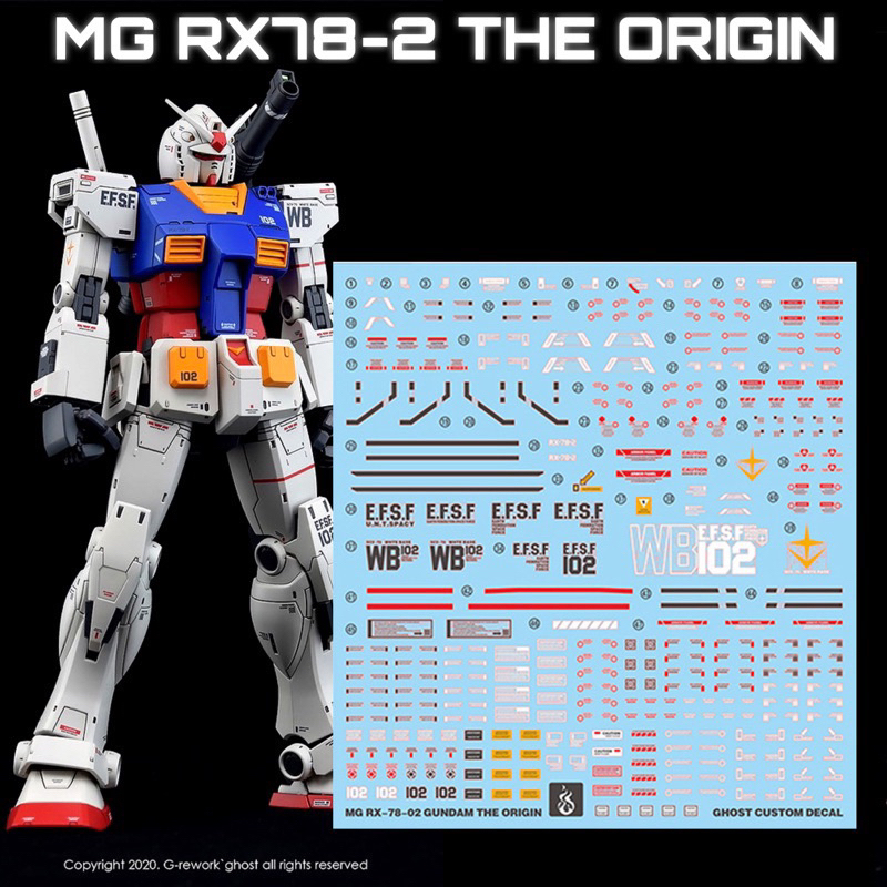 DECAL GHOST MG 1 / 100 Gundam RX78-2 THE ORIGIN GTO