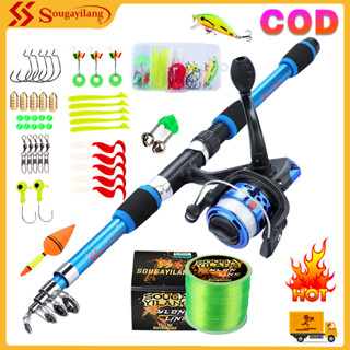 Bộ cần câu Sougayilang 1.8m kèm phụ kiện câu cá và cần câu di động 150m Kích thước 5,5: 1 Tỷ lệ bánh răng Máy câu có đường dây