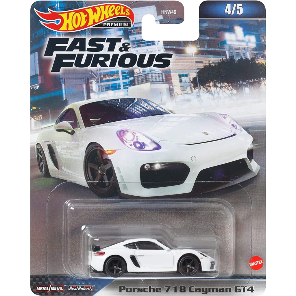 (Gói nhăn nhẹ) HOTWHEELS PREMIUM Fast and Furious Metal Car-Porsche 718 Cayman GT4 (HWP2023 _ HKD20)