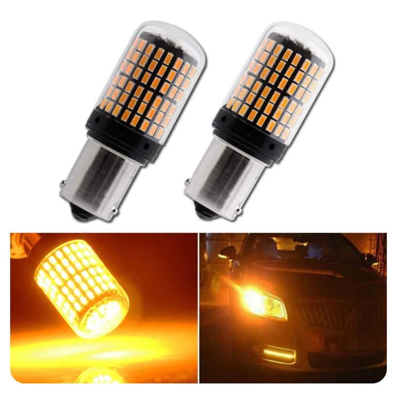 * 1 Cặp * Bóng Đèn Nhấp Nháy Bình Thường LED 144smd Canbus Không Lỗi BA15S BAU15S Hổ Phách * Gửi Từ 