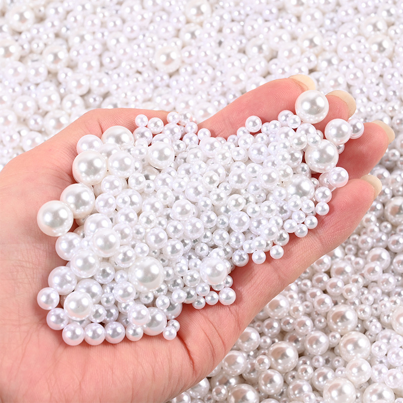 JT DIY C002 Ngọc Trai Trang Trí Hạt Trắng Không Lỗ Thiết Bị (1 Hộp Khoảng 300 Viên) Vận Chuyển Từ Th