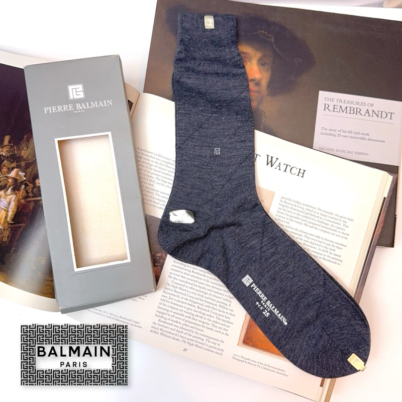 ️ Tất cổ điển mới Pierre Balmain Paris Tất xám% Logo dệt len
