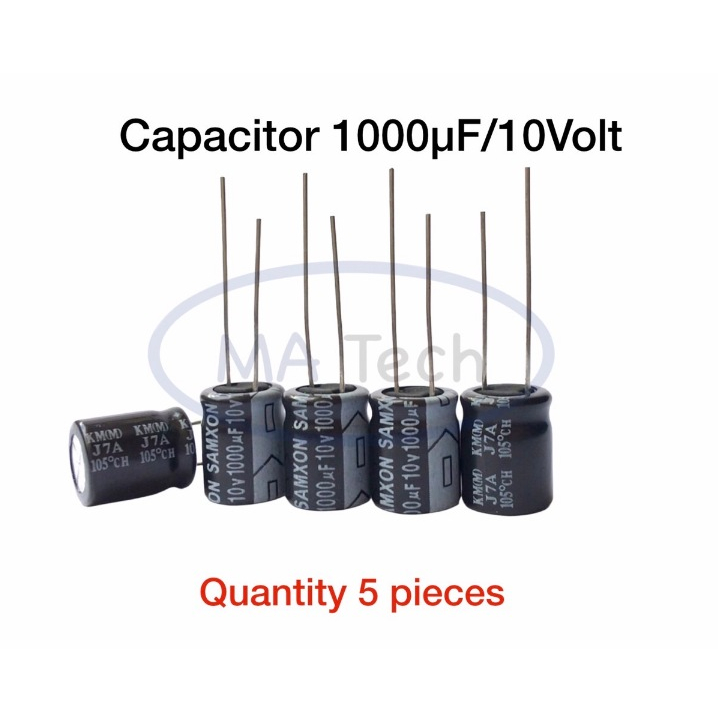 Tụ điện 1000uf 10v 1000uF10V 10v1000uf Pitch 5.0mm Có 5 miếng (Số lượng5 miếng)