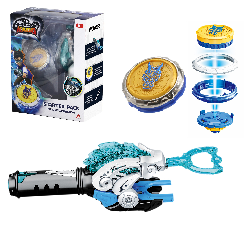 Infinity Nado 6 Starter Pack-Fury Wave Dragon 6 Spinning Top Toy Người mới bắt đầu Mô hình Tương lai