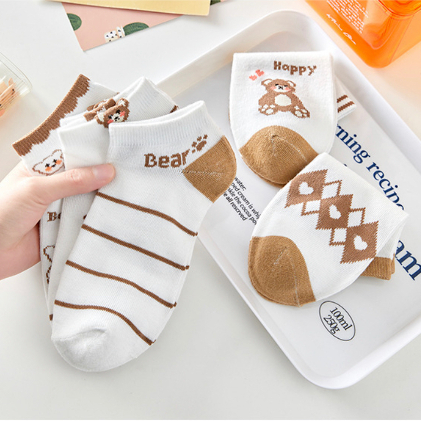 Jh shop Tất Ngắn Hàn Quốc Họa Tiết BEAR Thời Trang (BEAR) A79
