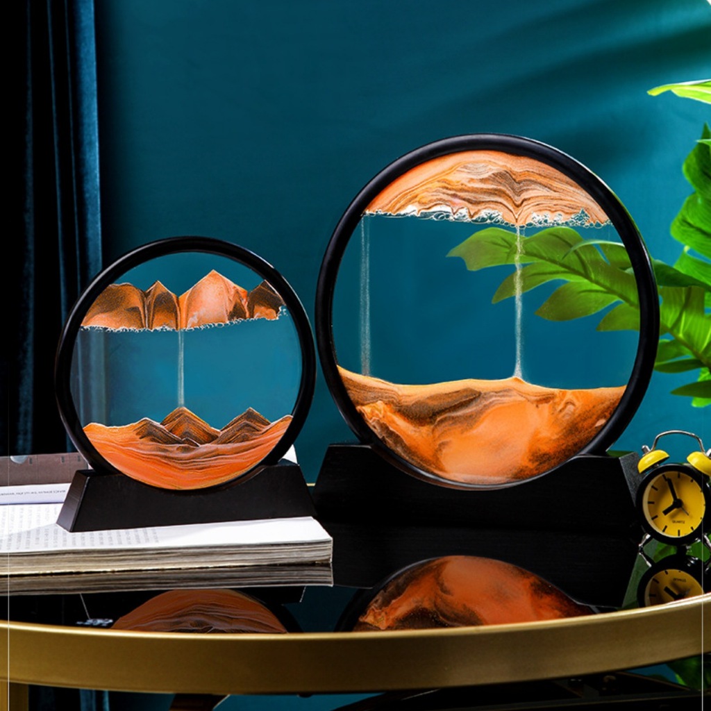 Đồng hồ cát hút 3d Art Creative Round 3d Tranh cát thủy tinh