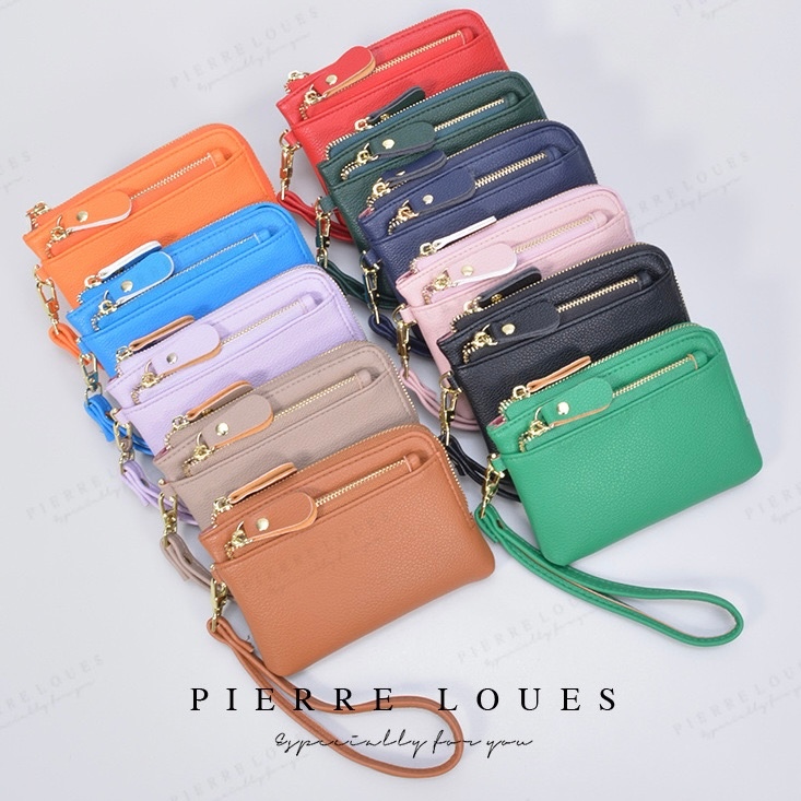  Ví Zip 3 ngăn nữ có dây đeo tay Da Pu mềm Size 5 "805-69 (136A)