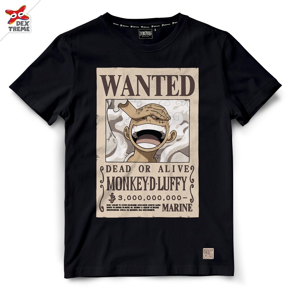 Áo thun Dextreme One Piece (DOP-2082) One Piece Wanted Luffy GEAR 5 Joyboy 5 Đen Trắng