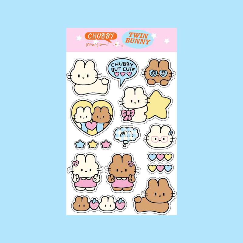 (Nhãn dán) babidi: Nhãn dán họa tiết thỏ CHUBBY BUNNY Vol.2