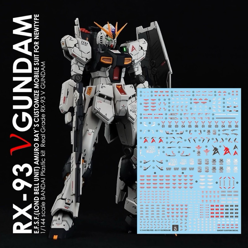️ GHOST RG DECAL RX-93 V NU GUNDAM Blacklight Glow