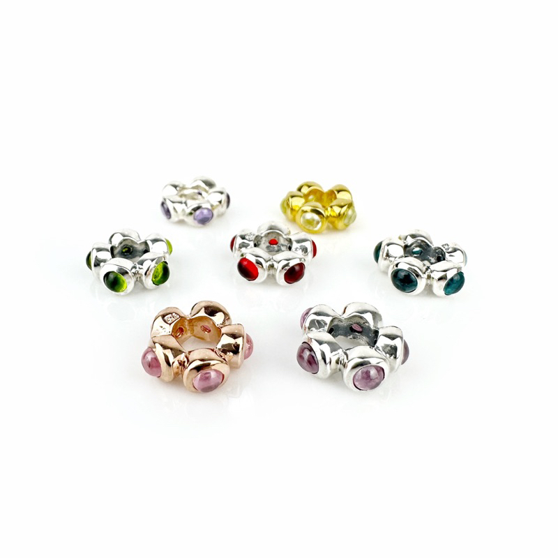 2013 Bạc Charm Gem Side Pondering Style Size 10.5 Mm Có Thể Sử Dụng Với Pandora Hole 4.5