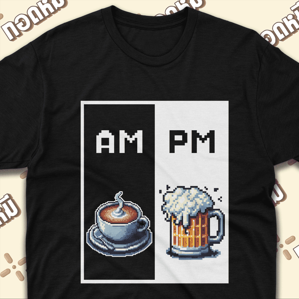 Áo thun có họa tiết "AM Coffee PM Beer" Vải Cotton 1 By Hug Bear KPA047