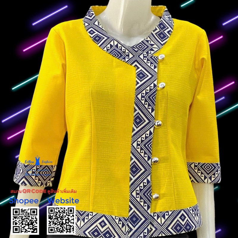 Quần áo Cotton nữ-Khit Pattern-Yellow