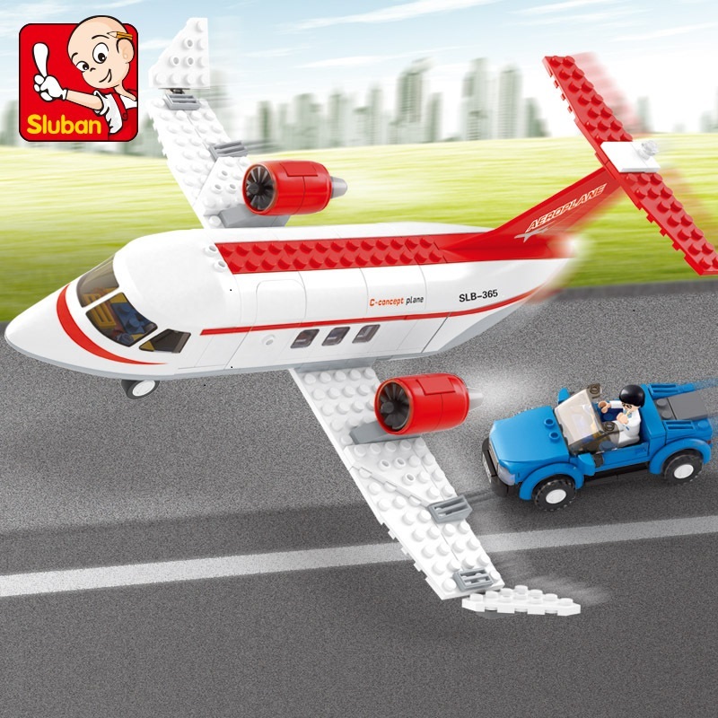 Bộ máy bay màu đỏ Lego Sluban B 0365 có 336 ô tô trong sân bay.