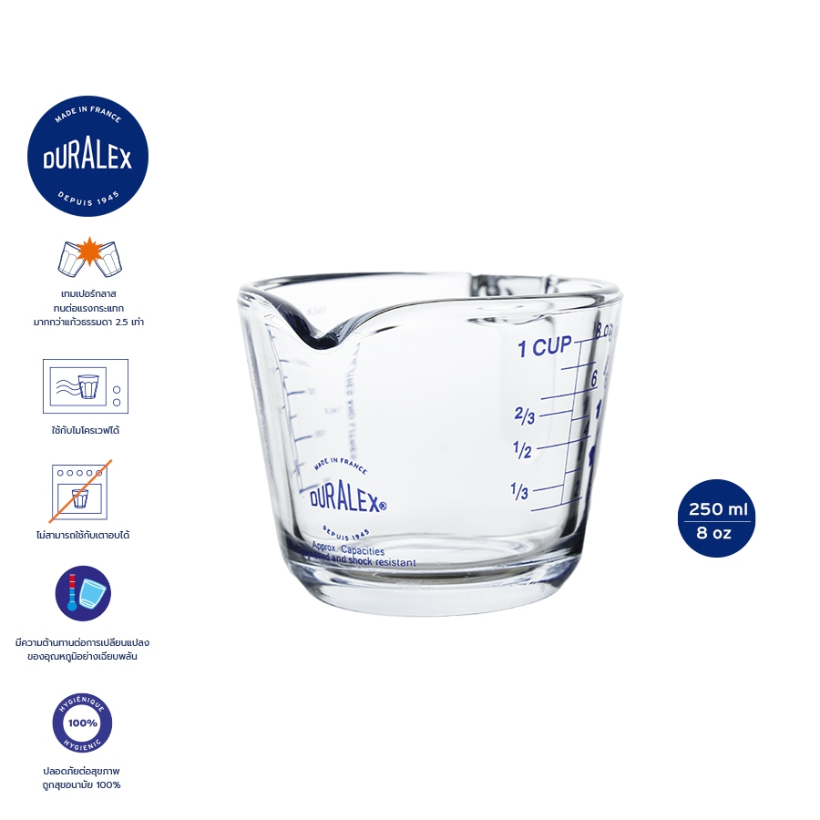 Cốc đo Duralex 8 Oz 250 ml borosilicate