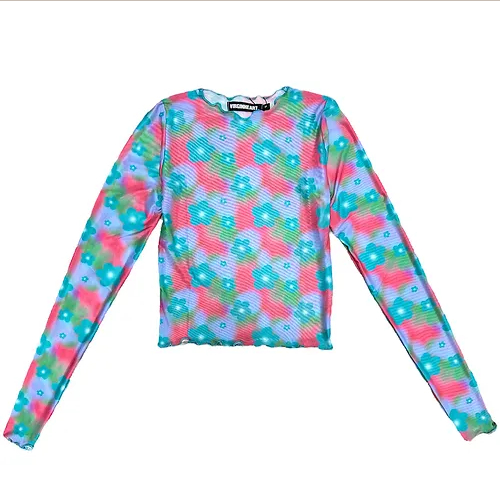 TEE FLOWER MESH L / S