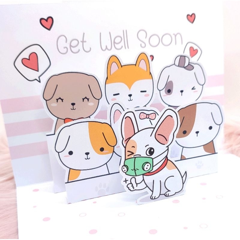 Thiệp chúc mừng GET001 Pop-Up Ghé thăm bệnh nhân biến mất SOON GET WELL