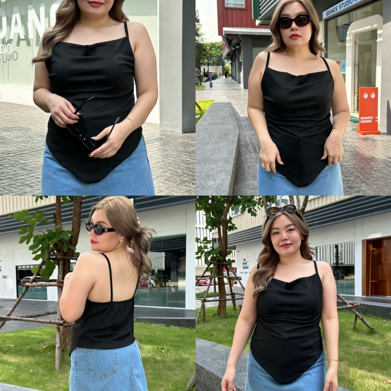 Dây đeo Spaghetti Niki Cami Top có vải gân nhọn