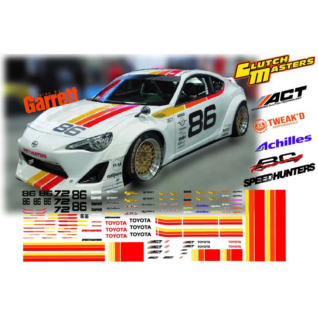 Decal Toyota Supra AE86 GT86 Water 1 Bộ Mực Trắng Nhiều Ô Tô