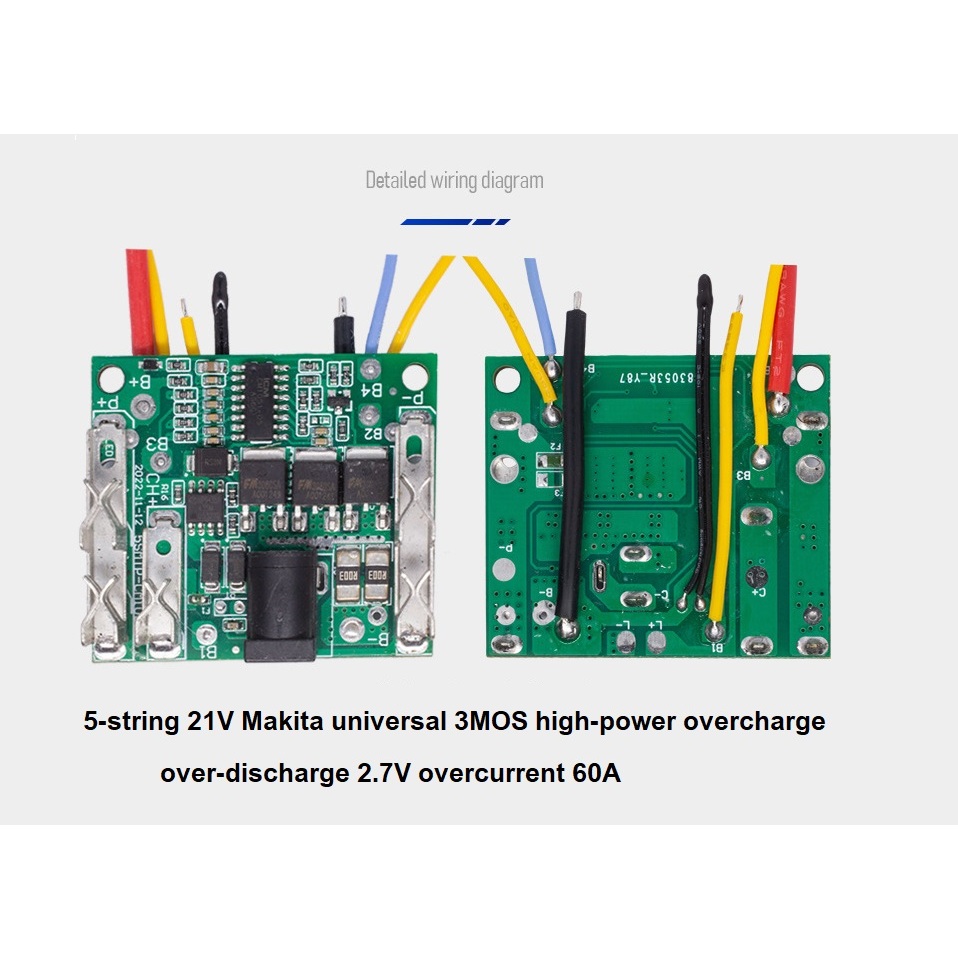 Bảng sạc pin BMS 60A 3MOS Mạch bảo vệ tối đa 5s 18V-21V