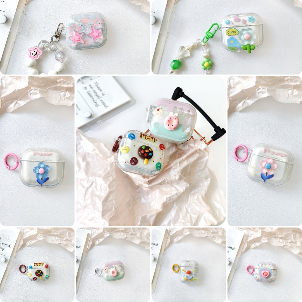Hộp đựng tai nghe 1 / 2 / gen2 Airpods Phim hoạt hình Tai nghe không dây Bluetooth trong suốt pro2 C