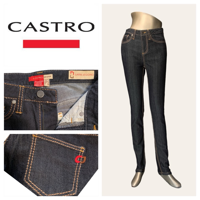 Castro (Castro) CT3 Quần Jean Dài Nữ Nút Bạc Đường Ren Đường Ống Lớn Chân Skinny