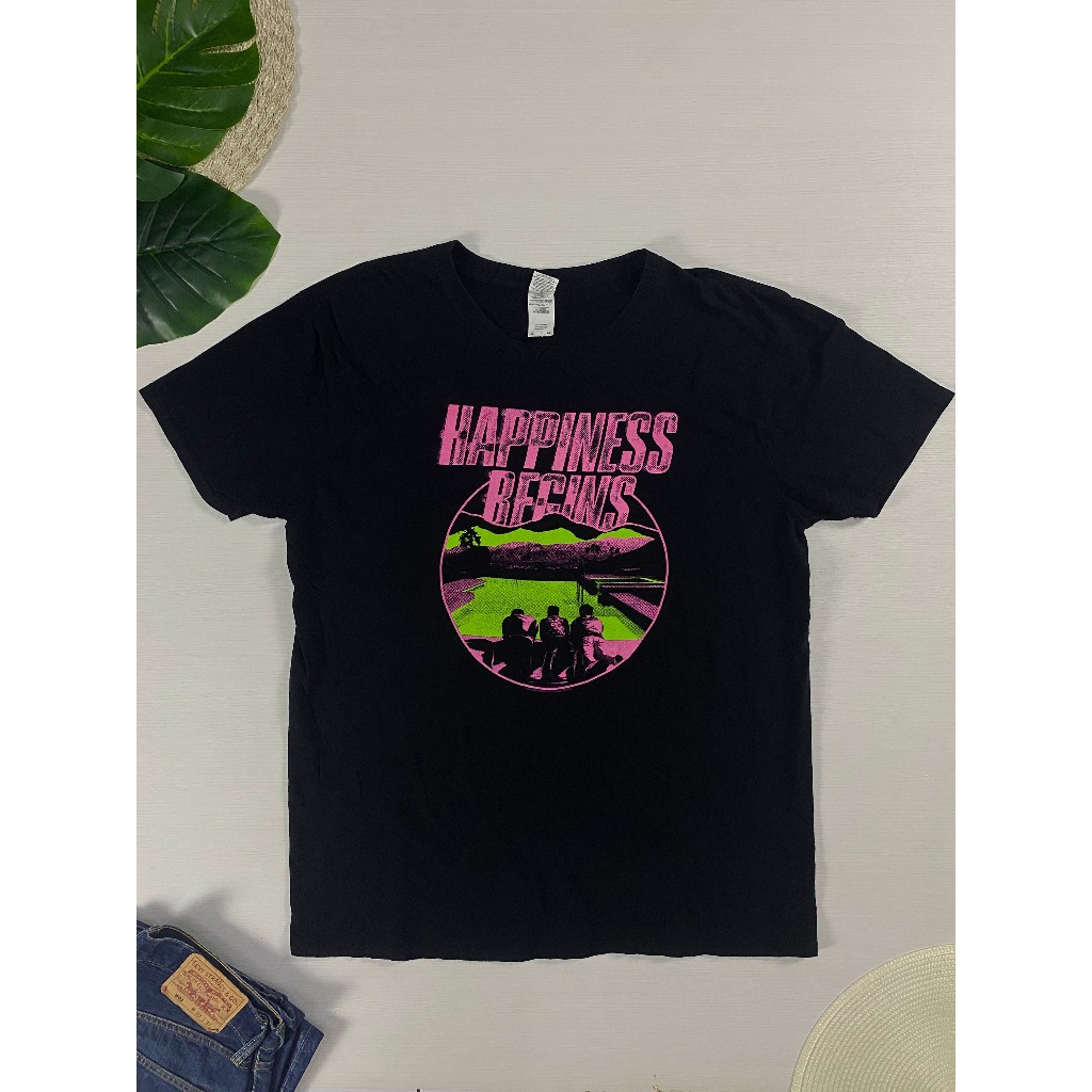Áo thun Jonas Brothers Hạnh Phúc Bắt Đầu Tour Hoa Văn Năm 2019 Đen Màu Đẹp Rất Mới Tình Trạng Size X