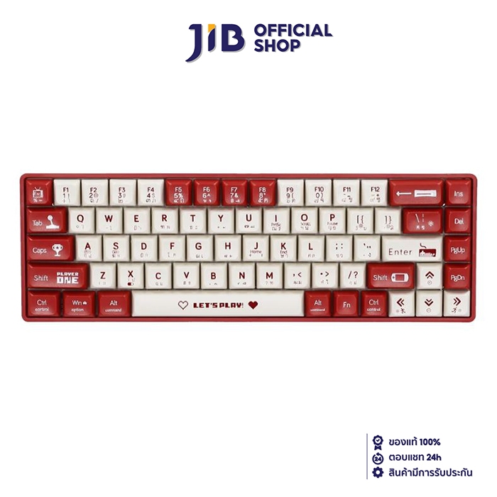 BAN KHÓA (❈ ์ ❈ ์ 🇾) AJAZZ AK680 LETS PLAY (RED-WHITE) (BLUE SWITCH RAINBOW LED EN / TH)