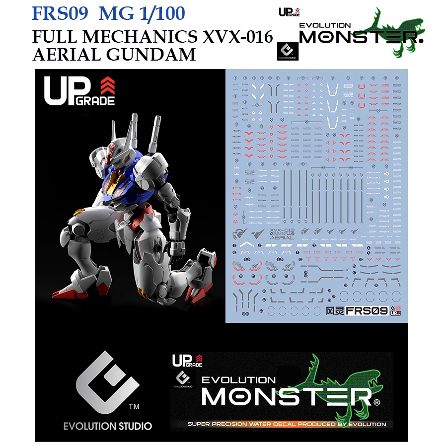 ❈ ้ ❈ [MONSTER EVO] FRS 09 FULL CƠ VXV-106 GUNDAM AERIAL FM 1 / 100 NƯỚC DECAL FLUORRESCENT CAO CẤP 