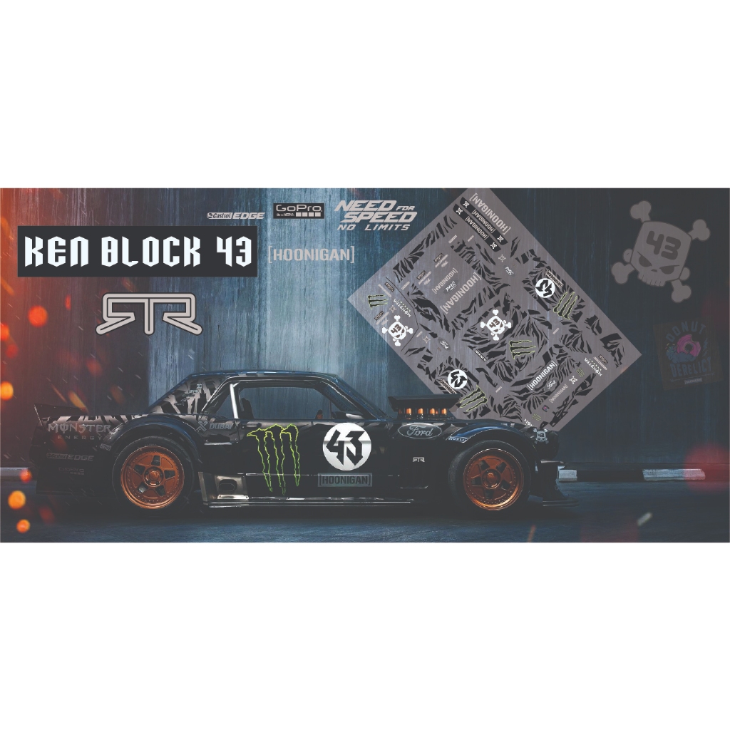 Decal Monster kenblock rtr ford mustang hoonigan 43 Nước 1 / 64