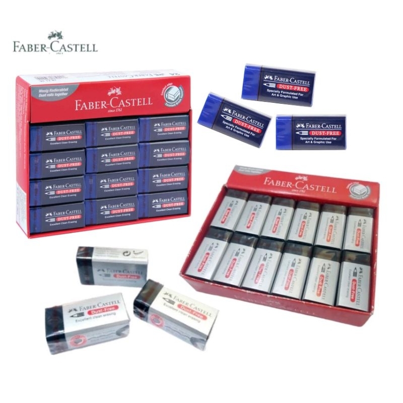 Faber Castell Black Eraser Blue Dust Free Thích hợp để loại bỏ bút chì đen và màu (24 Cái / gói)
