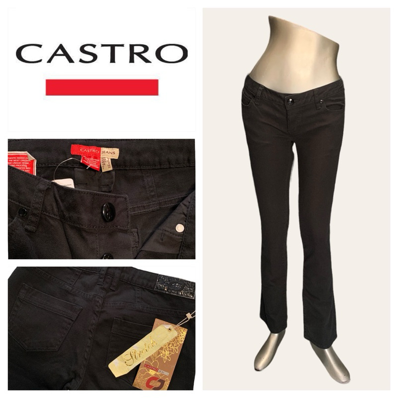 Castro (Castro) CT35 Quần Jean Dài Nữ Nút Đen Dấu Hiệu Lộn