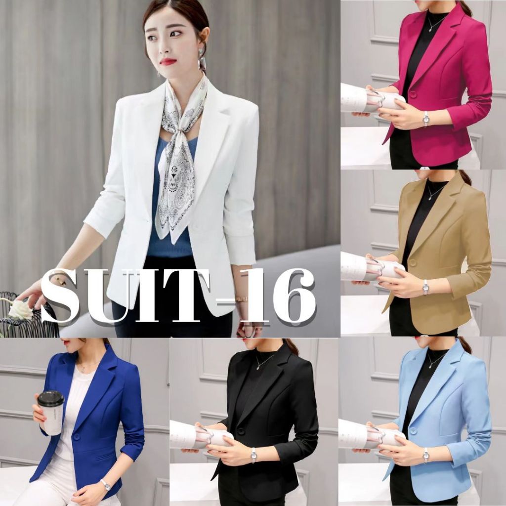 AJAYGNA Thời Trang SUIT Nữ Màu Trơn Mặc Đi Làm SUIT-16