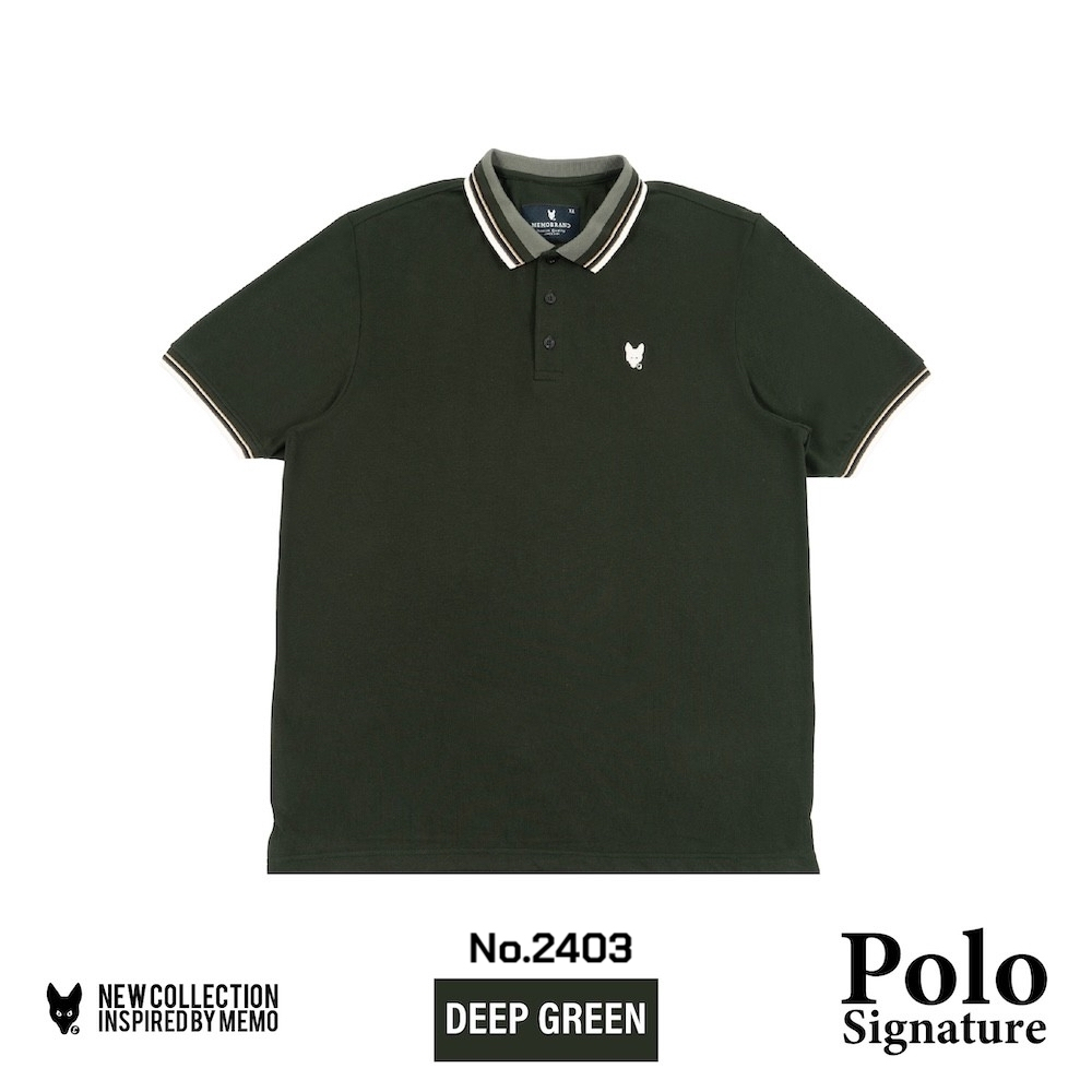 Áo Polo AEIOU Dark Green Memo Premium Signature Deep Model Giấy phép đích thực