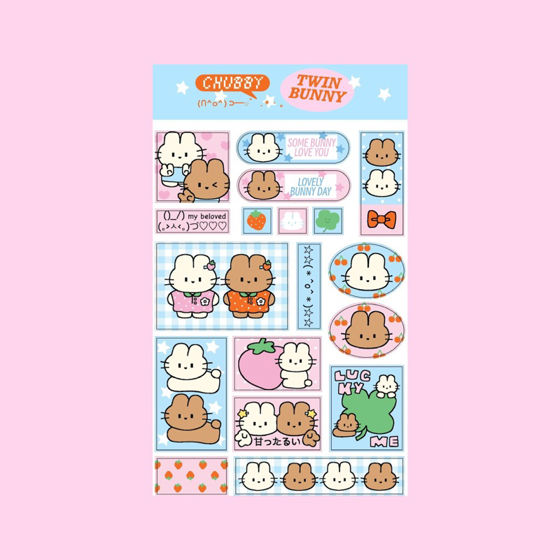 (Nhãn dán) babidi: Nhãn dán họa tiết thỏ CHUBBY BUNNY Vol.1