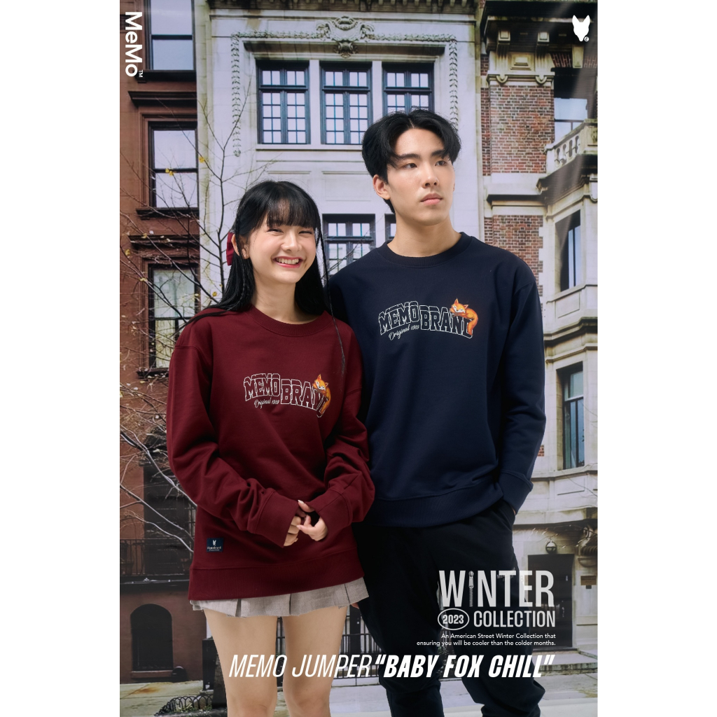 AEIOU Winter ️ Jumper Memo In Hình Baby Fox Chill Model Vải Pháp Được Cấp Phép Chính Hãng