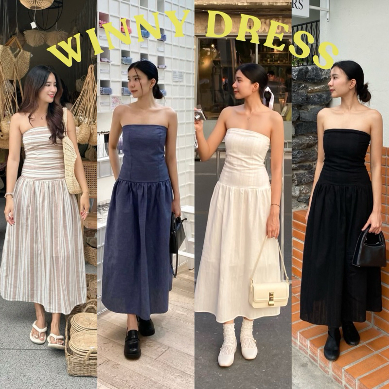 Váy Winny (45.-) Vải Ruby Không Dây Sọp Lưng Dài (Nhà Máy Vải Sản Xuất Bởi Thái Lan)