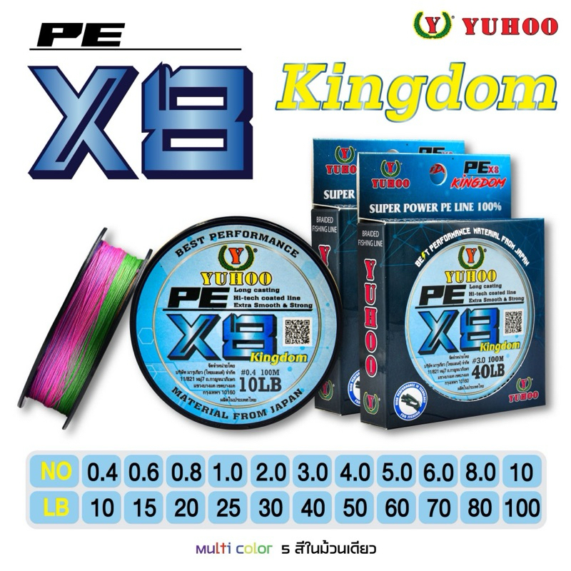 PE Line Kingdom YUHOO Bện 8 [Nhiều màu] (100 mét / cuộn) {0.4 0.6 0.8}