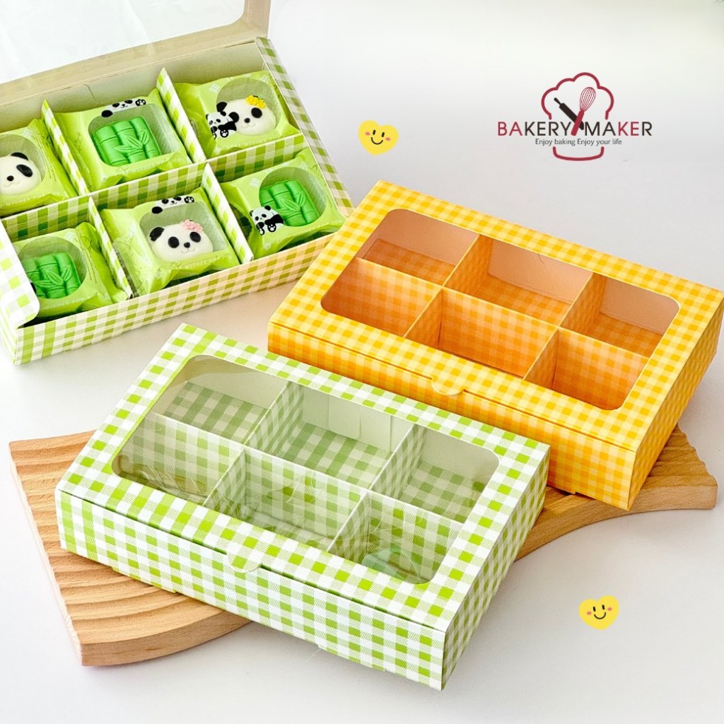 6 Hộp Giấy Kẻ Sọc Họa Tiết 5 Miếng Vàng Xanh Phong Cách Hàn Quốc / Thường Xanh Cookie Dứa Bánh chanh