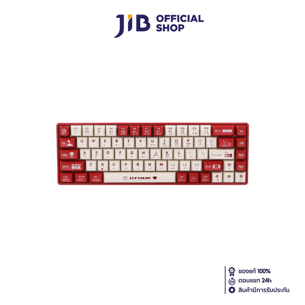 BAN KHÓA (❈ ์ ❈ ์ 🇾) AJAZZ AK680 LETS PLAY (RED-WHITE) (ĐỎ SWITCH RAINBOW LED EN / TH) (AJ-KB-AK680L